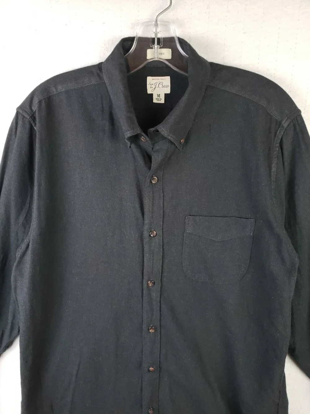 J CREW Shirt Brushed Twill Button-Down Collar Classic Fit Charcoal size M #BJ446